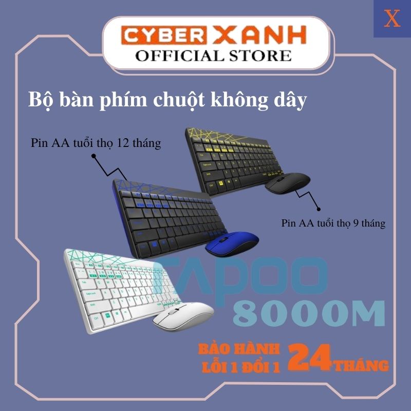 Bàn phím và chuột bluetooth Không dây kết nối 4 thiết bị cho mọi hệ điều hành Rapoo 8000M  – Cam kết BH chính hãng 2 năm