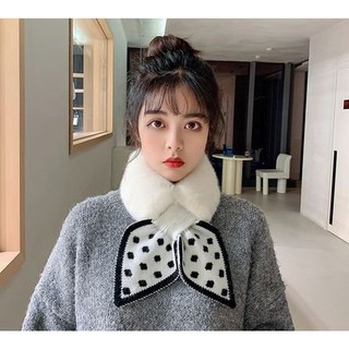 Khăn quàng cổ lông mềm, nơ chấm bi cute