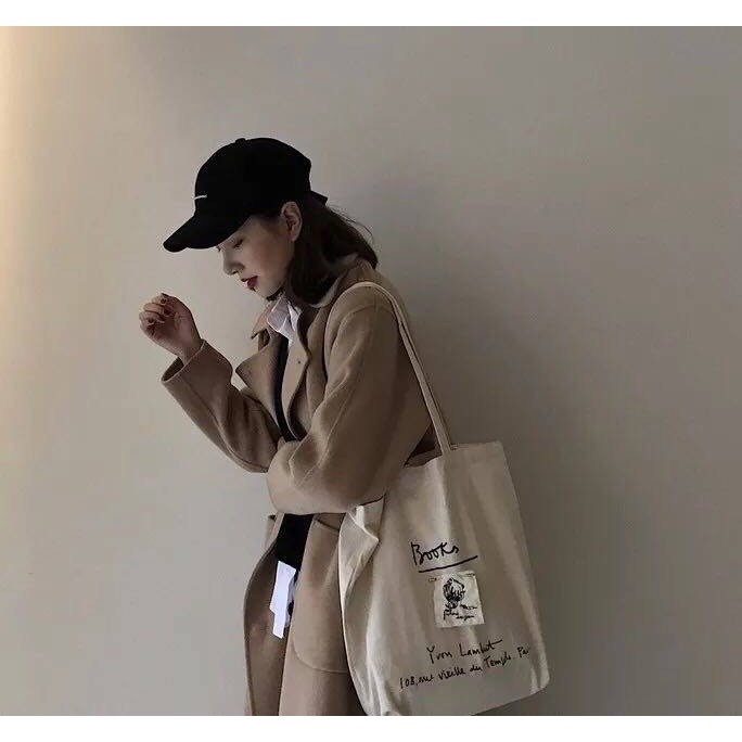 TÚI TOTE TRẮNG SỮA ULZZANG TÚI VẢI ĐEO VAI VINTAGE  MASCULIN