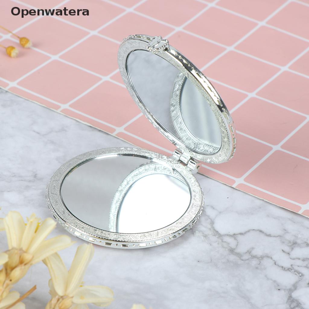 Gương trang điểm mini hai mặt họa tiết hoa phong cách thời trang vintage