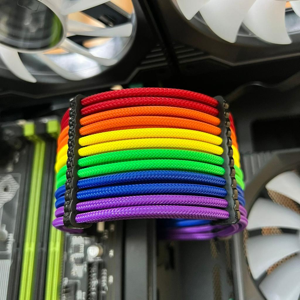 Bộ Dây Nguồn Nối Dài Bọc Dù Colorful Mod Màu Cầu Vồng 7 Mầu - Hàng FullBox