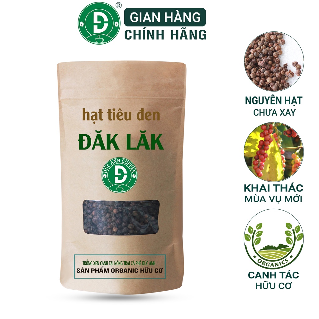 Gói Tiêu Đen Nguyên hạt D - Vị Cay Thơm Nồng, Nguyên Chất, Tỉ Lệ Trái Chín Cao (200g/500g/1000g)