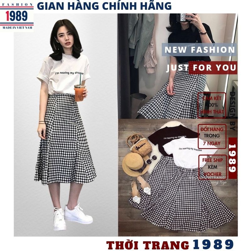 set áo và chân váy 🌺váy nữ hàn quốc xinh dễ thương DEJU áo kèm chân váy kẻ caro ,ulzzang ,TIỆM 1989