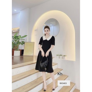 Váy đầm đen phối cổ trắng quý phái