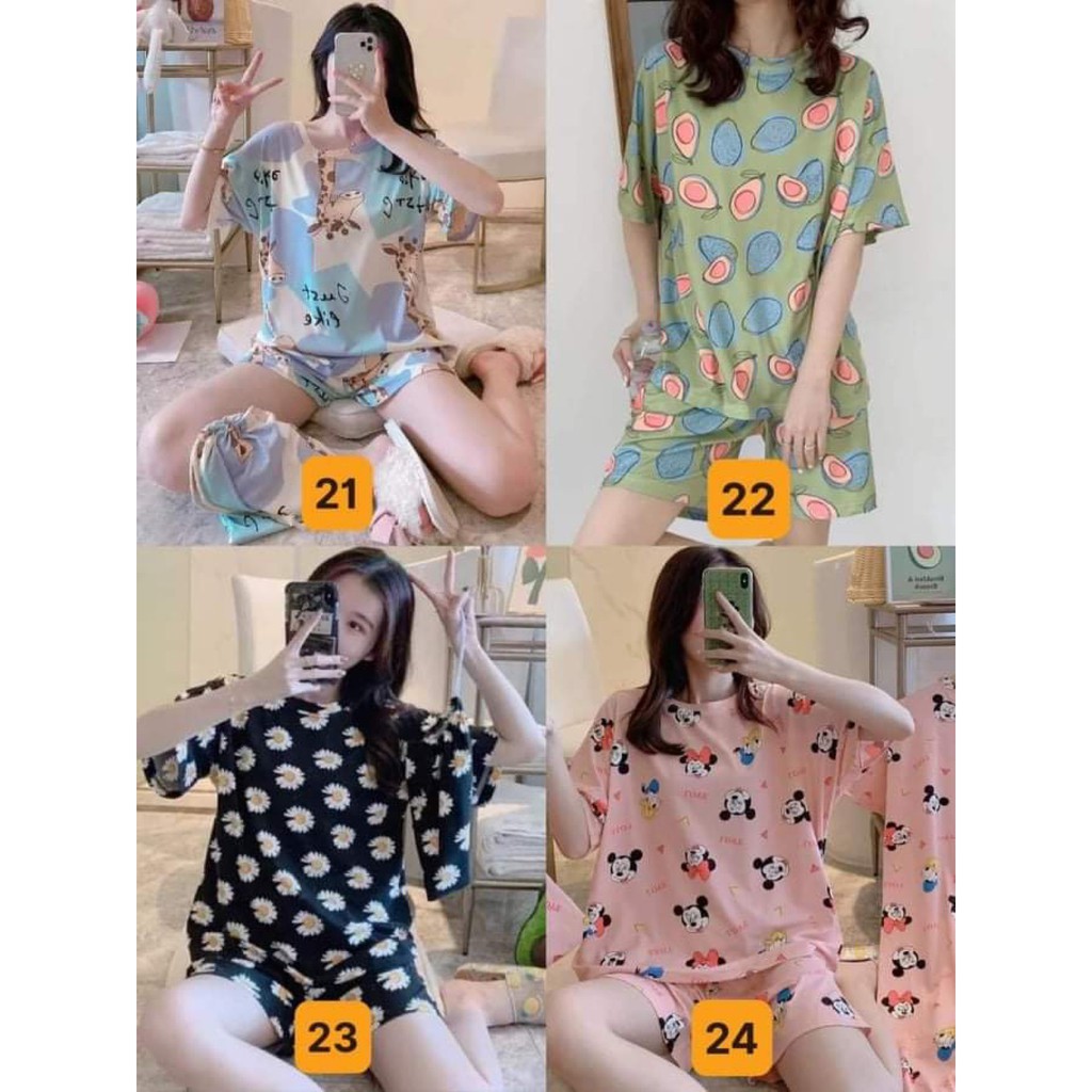 Bộ Đồ Ngủ Nữ Cotton Thun Cộc Tay, Bộ Mặc Nhà Chất Mát Cho Mùa Hè Quần Cộc Áo Cộc