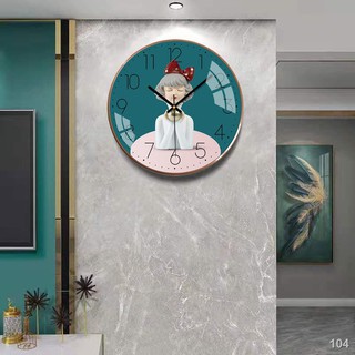2021❒Đồng hồ bắc âu nhà cá tính thời trang đồng hồ treo tường ánh sáng sang trọng sáng tạo mạng màu đỏ phim hoạt hình cô