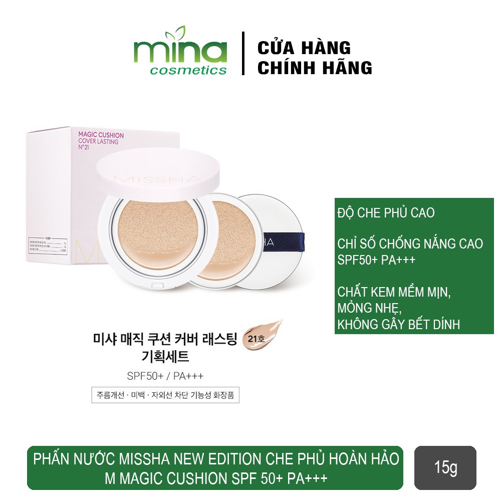 Phấn Nước Che Phủ Hoàn Kiềm Dầu Missha M Magic Cushion Cover Lasting SPF50+/PA+++ 15g | BigBuy360 - bigbuy360.vn