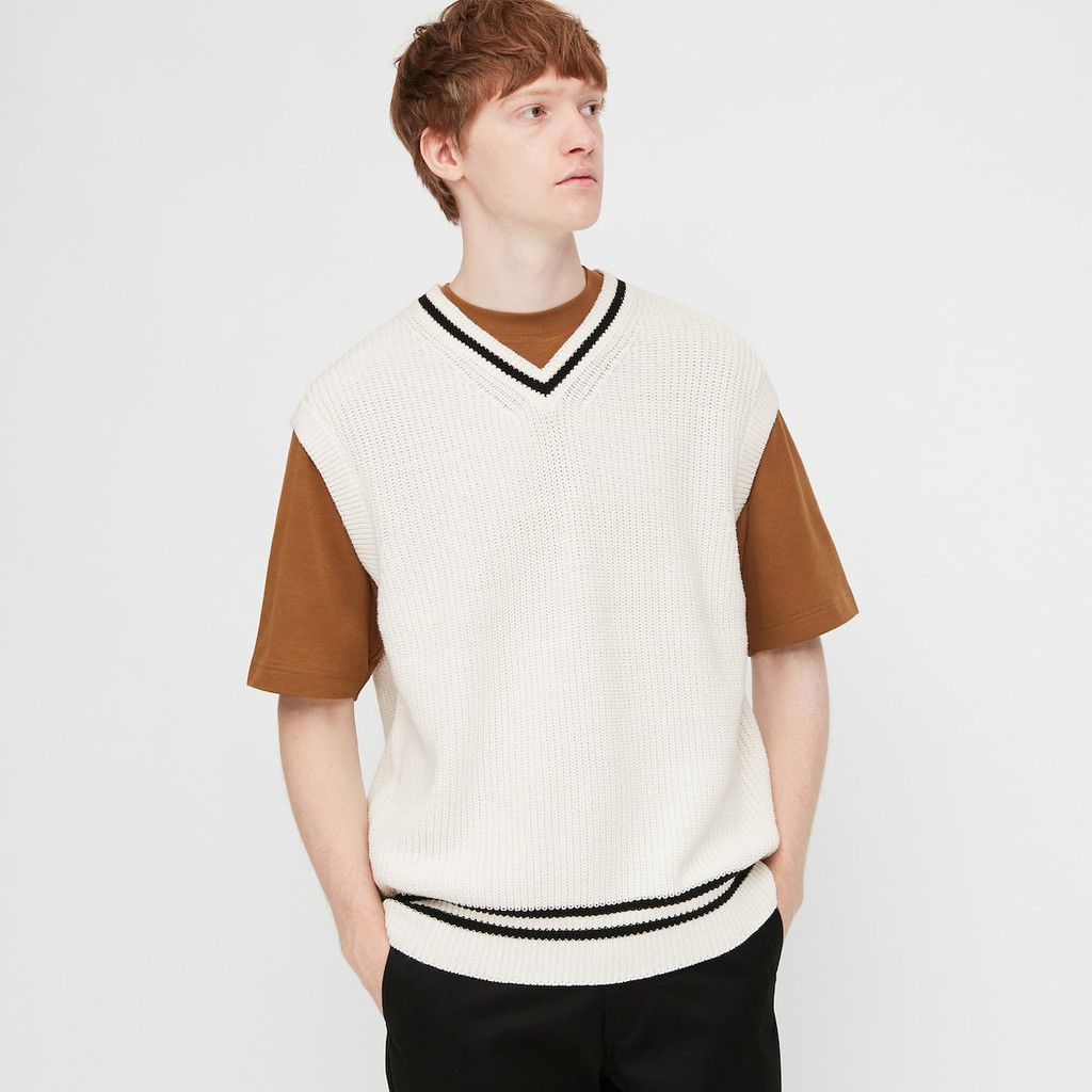 (UNIQLO Nhật chính hãng) Nam & Nữ - Áo Gi-Lê len dáng rộng Oversize cổ tim (cổ V) | BigBuy360 - bigbuy360.vn