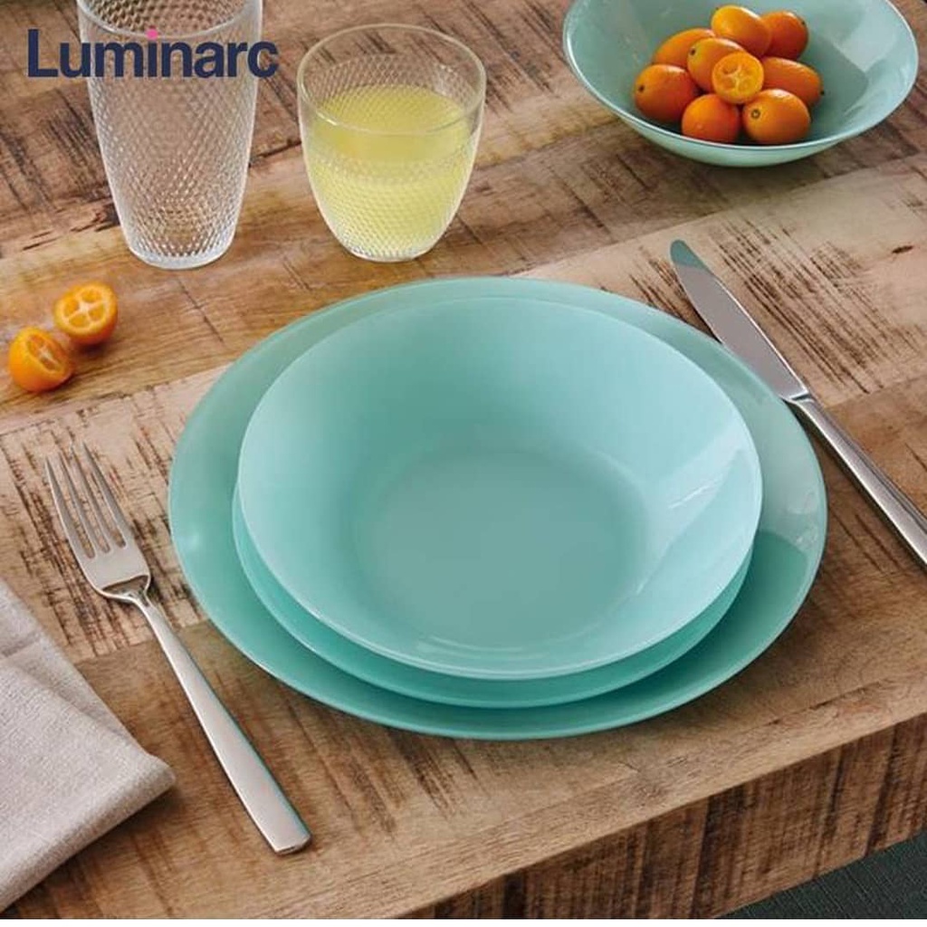 Bộ 6 đĩa  thủy tinh Luminarc Diwali DW6A màu xanh ngọc, dùng lò vi sóng, máy rửa bát | Hàng chính hãng