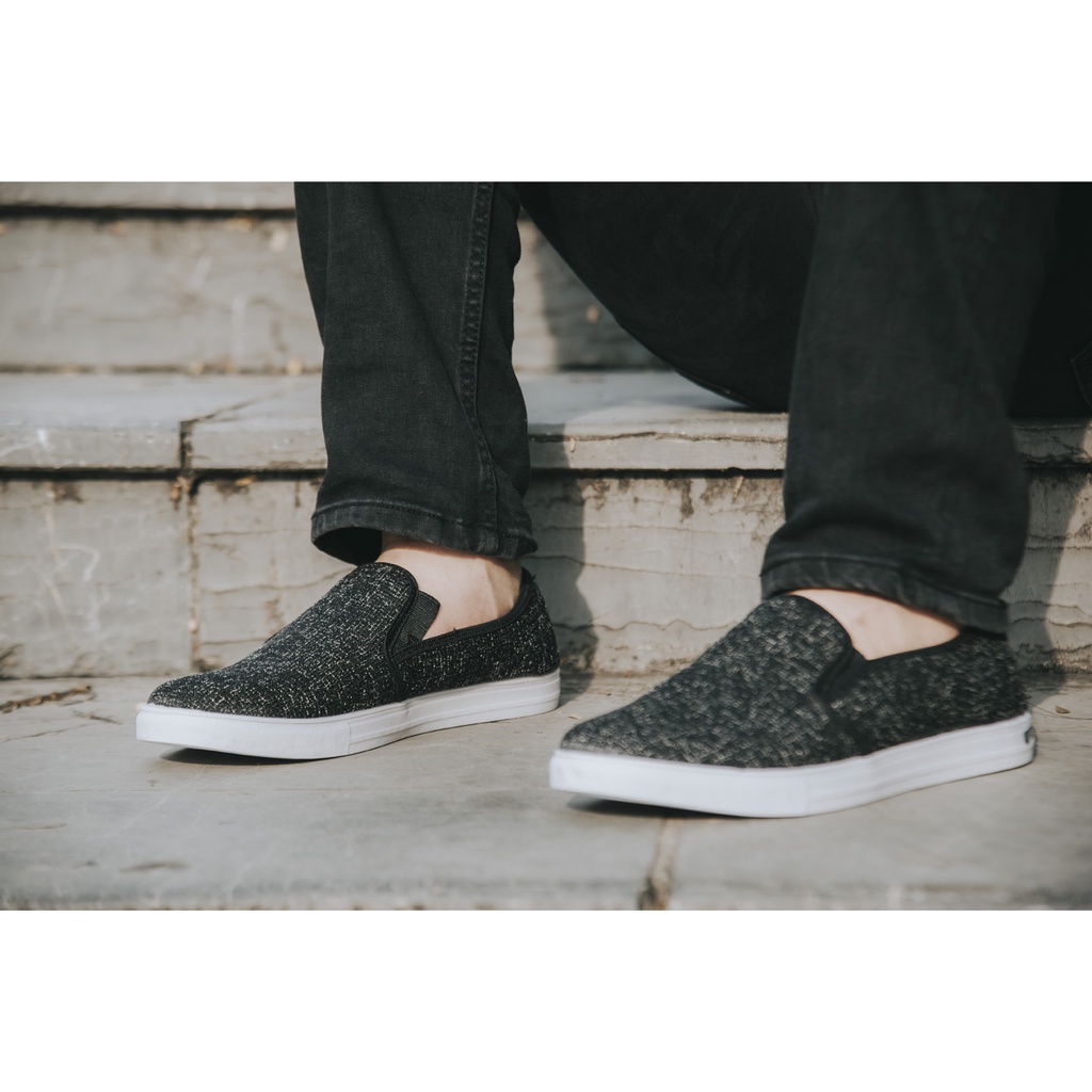 Giày lười vải canvas nam thời trang hàn quốc 2 mầu xám và đen GiàyNam2HV01