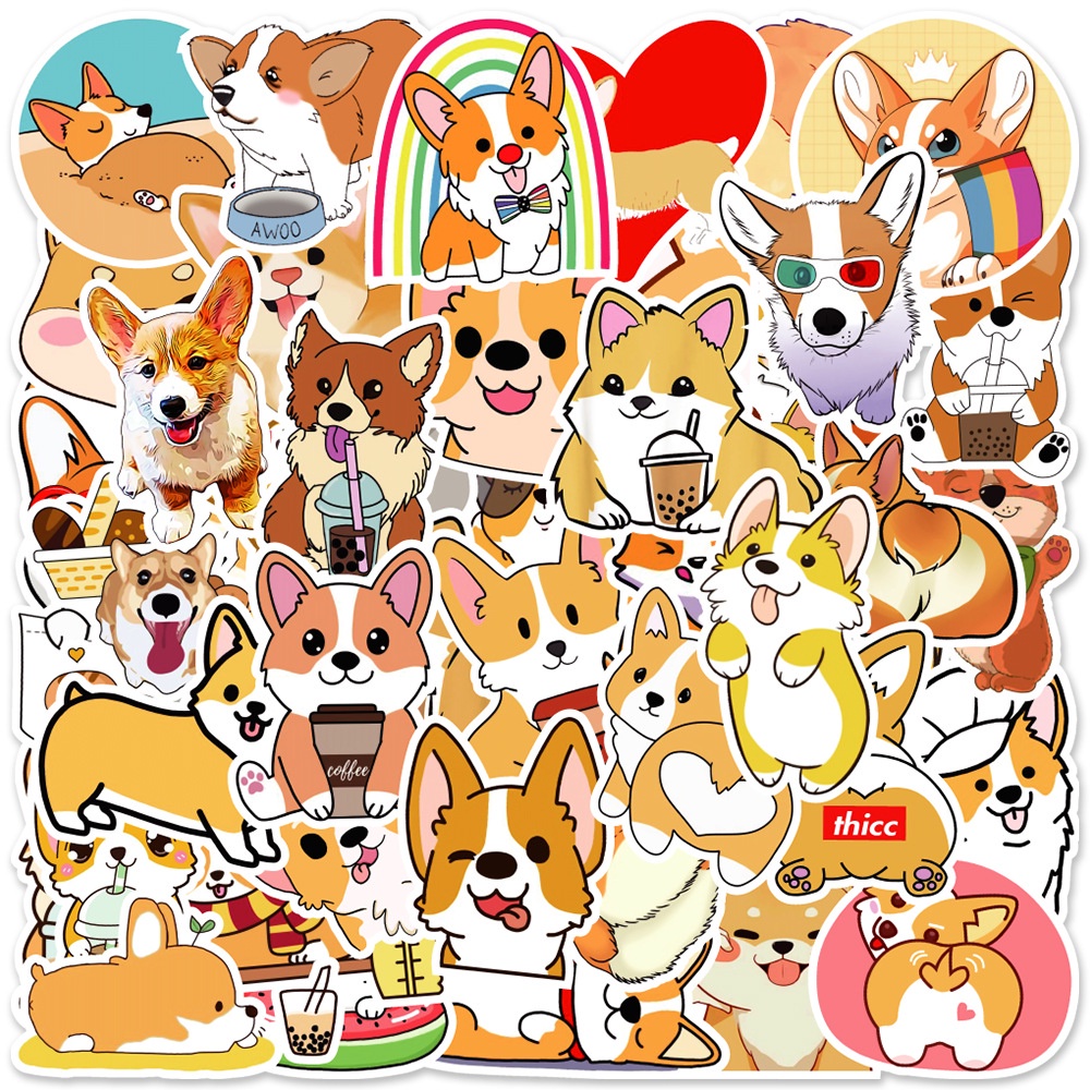 50 Sticker CHÓ CORGI dán mũ bảo hiểm Sticker chống nước dán laptop, điện thoại, đàn guitar, mũ bảo hiểm,thuuhaa1904