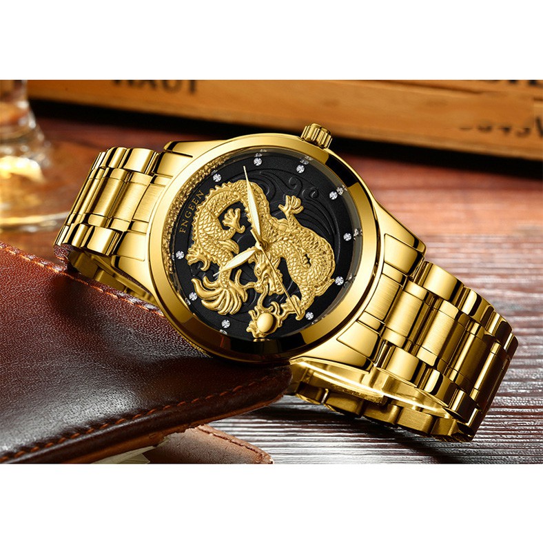 (FULL BOX) Đồng Hồ Nam FNGEEN Mặt Rồng 3D Phiên Bản Doanh Nhân Dây Thép Không Gỉ Cao Cấp | BigBuy360 - bigbuy360.vn