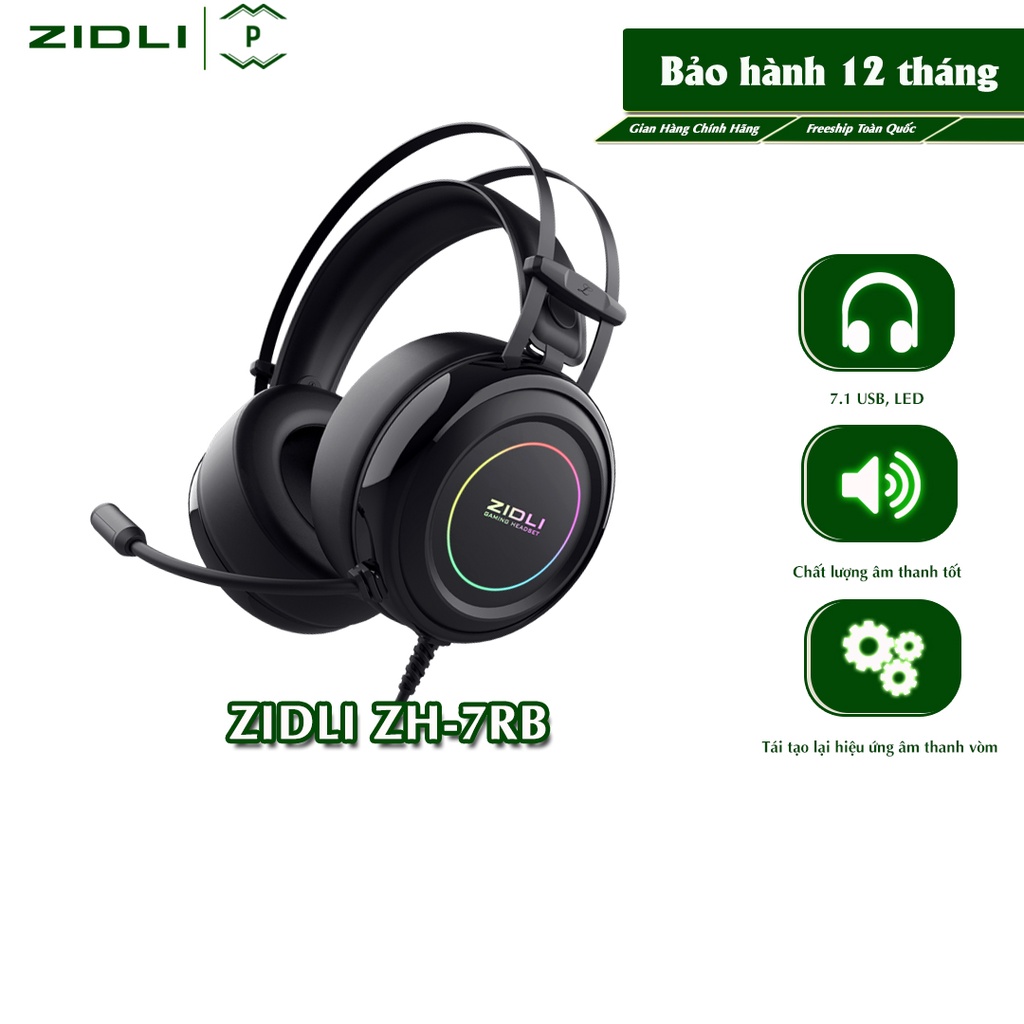 Tai nghe Gaming Zidli ZH-7RB ( 7.1 USB, LED) - Box - ZCORE - hÀNG CHÍNH HÃNG