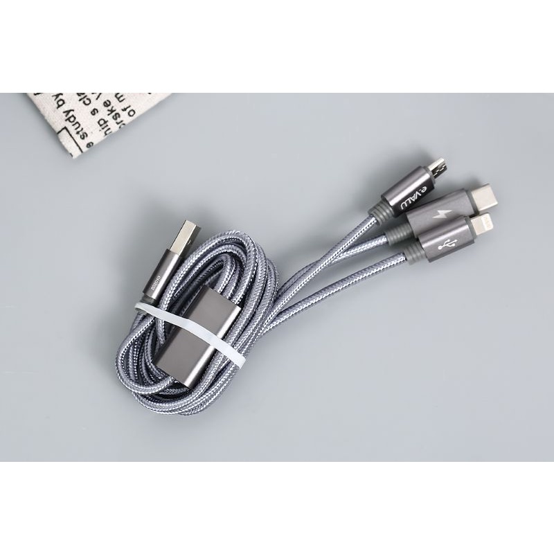 Cáp 3 đầu Lightning Type C Micro 1m eValu Spanker B 2