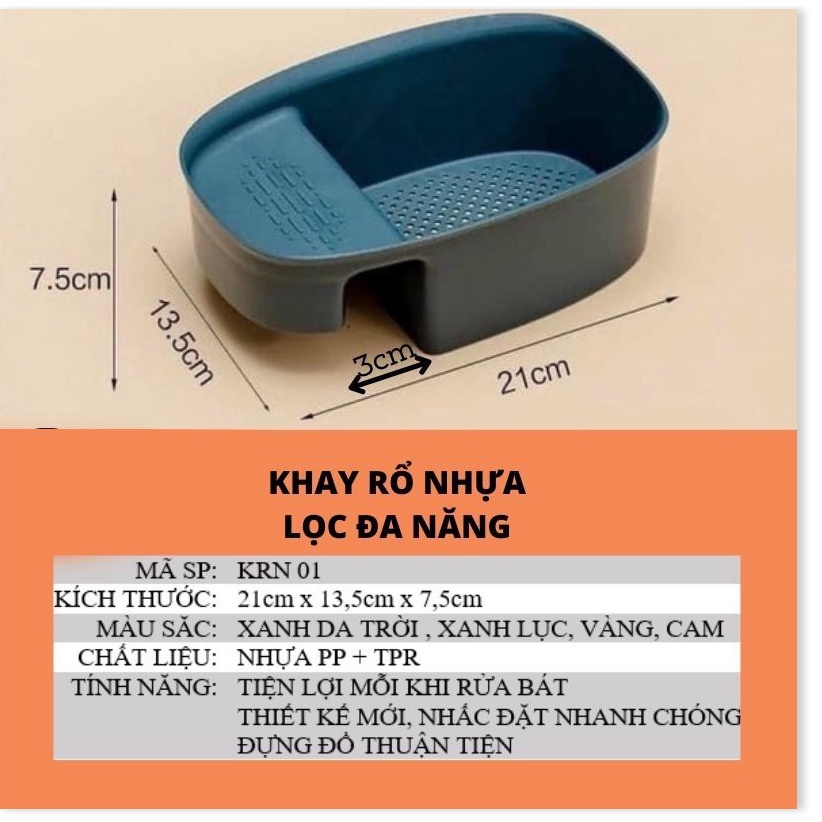 Bộ khay lọc rác bồn rửa chén, kèm kệ để miếng chùi xoong nồi tiện lợi