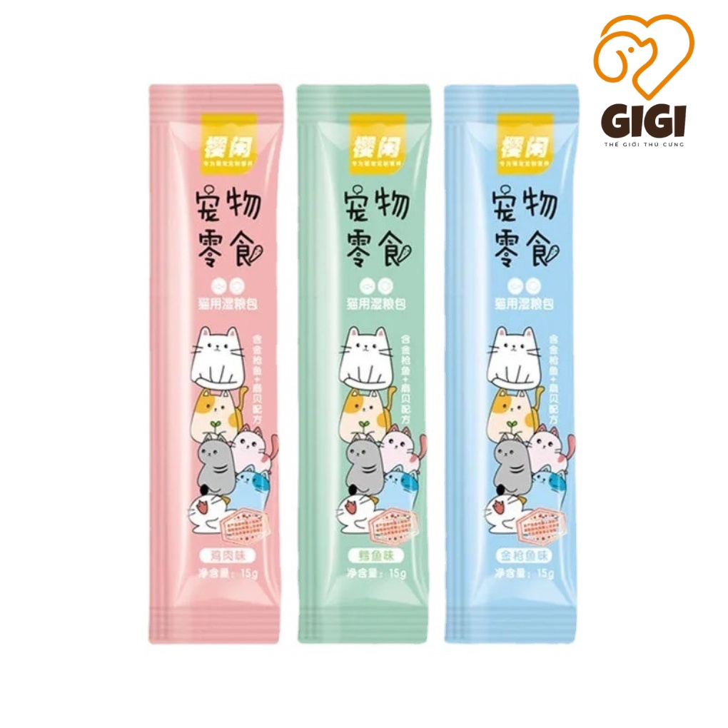 Súp thưởng cho mèo Shizuka, Catfood thanh 15g đầy đủ dinh dưỡng cho thú cưng thức ăn giá rẻ - GiGi Pet Shop