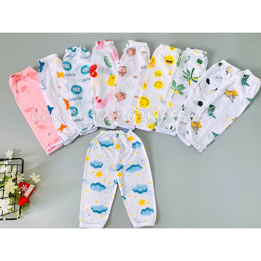 Set 10 quần dài cotton giấy bé trai, bé gái 3- 15kg