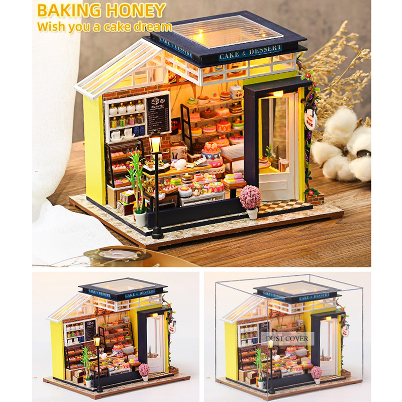 【Còn hàng】 Cửa hàng làm bánh DollHouse thu nhỏ Bộ đồ chơi giáo dục tưởng tượng Món quà lãng mạn