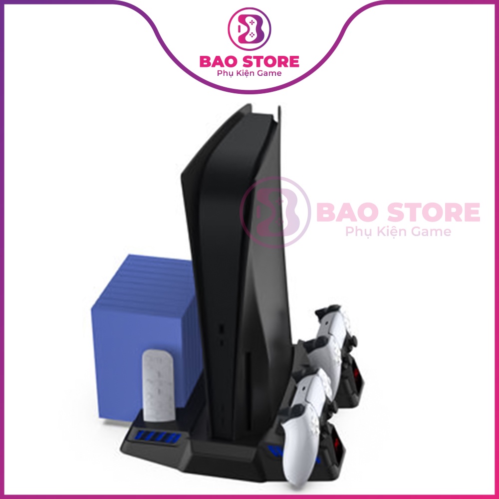 Đế đứng máy PS5 kèm dock sạc tay cầm, móc treo tai nghe, khay đựng đĩa, tản nhiệt máy PS5