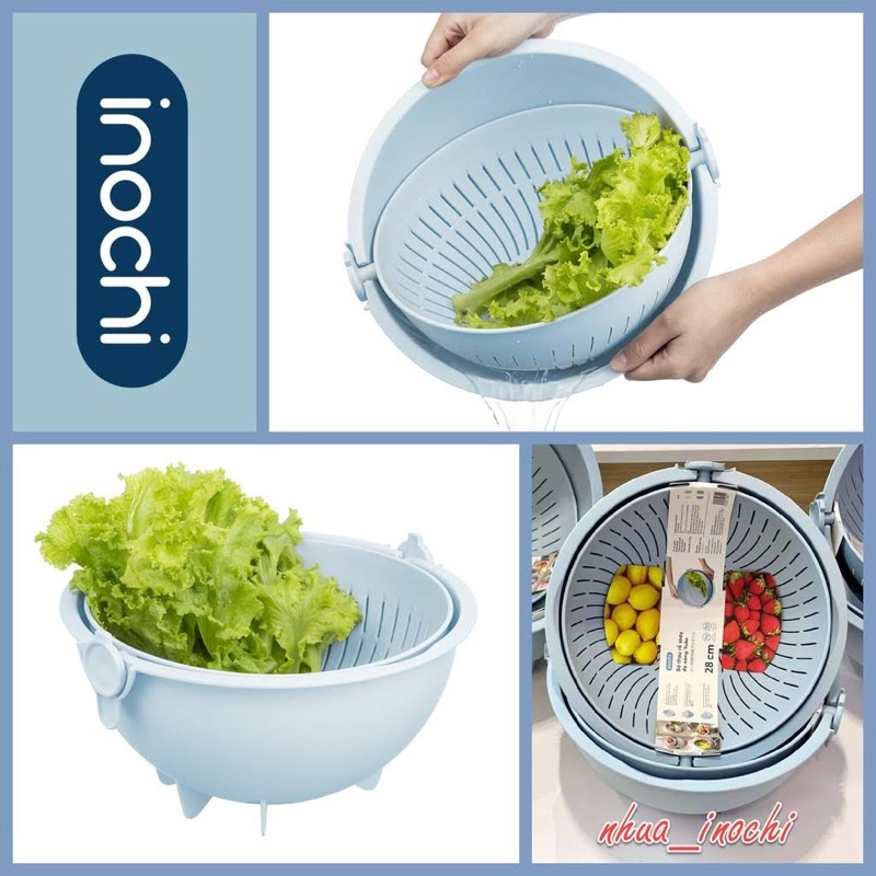 Bộ thau rổ xoay thông minh Inochi 28cm đa năng