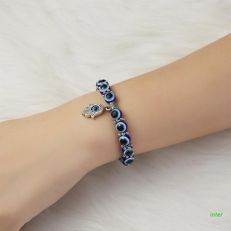 Vòng đeo tay may mắn chuỗi hạt đá mắt xanh dương thời trang cho nam và nữ