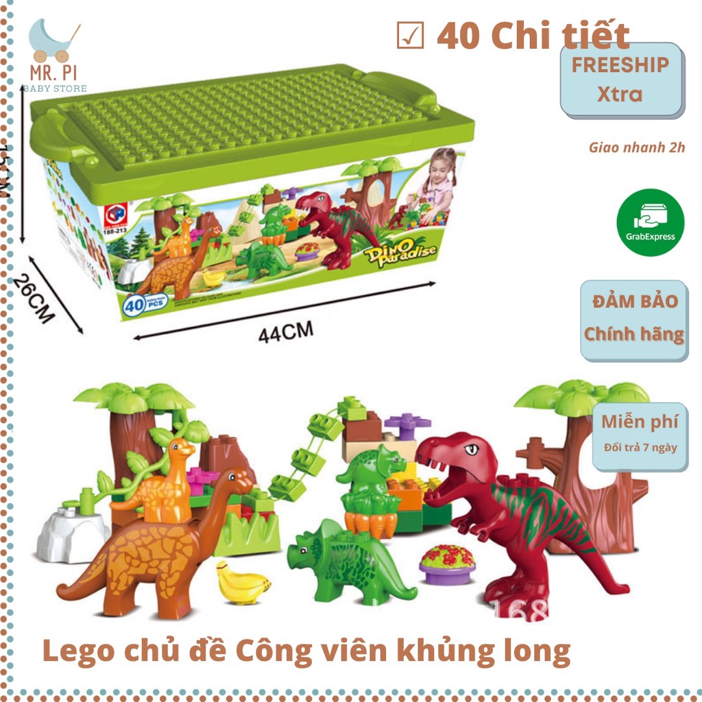 Đồ Chơi Lắp Ghép Lego Duplo, Xếp Hình Lắp Ráp Sáng Tạo Chủ Đề Công Viên Khủng Long, Mô Hình Lego