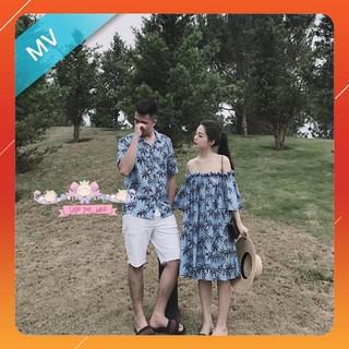 [ LẺ RẺ NHƯ BUÔN ] Sét đồ đôi đi du lịch tuần trăng mật đi biển ( áo nam +váy jum ngực)