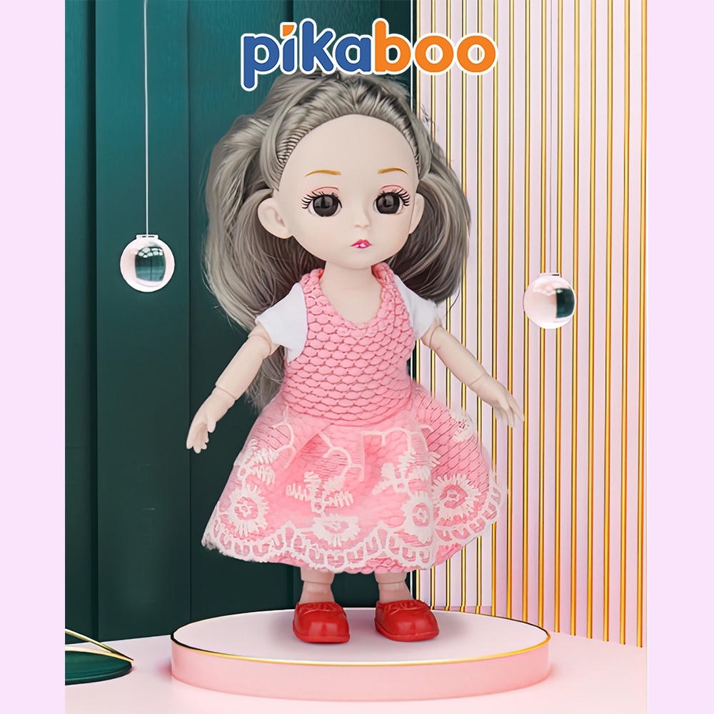 Đồ chơi búp bê công chúa barbie cho bé gái Pikaboo có khớp tay, chân chất liệu nhựa cao cấp an toàn cho trẻ em