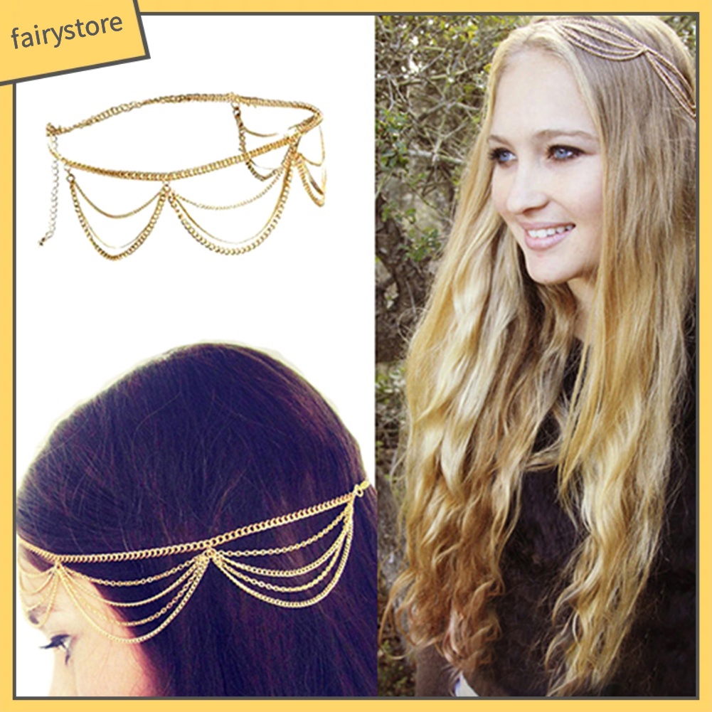 Vòng Cài Tóc Nhiều Lớp Đính Tua Rua Thời Trang