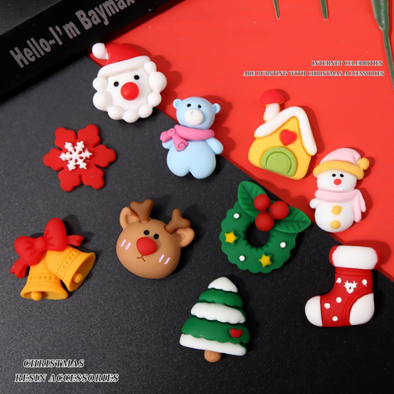 Hạt Nhựa 3D Mặt Phẳng Hình Ông Già Noel Cây Thông/Tuần Lộc/Tuần Lộc/Người Tuyết Trang Trí Móng Tay Nghệ Thuật DIY