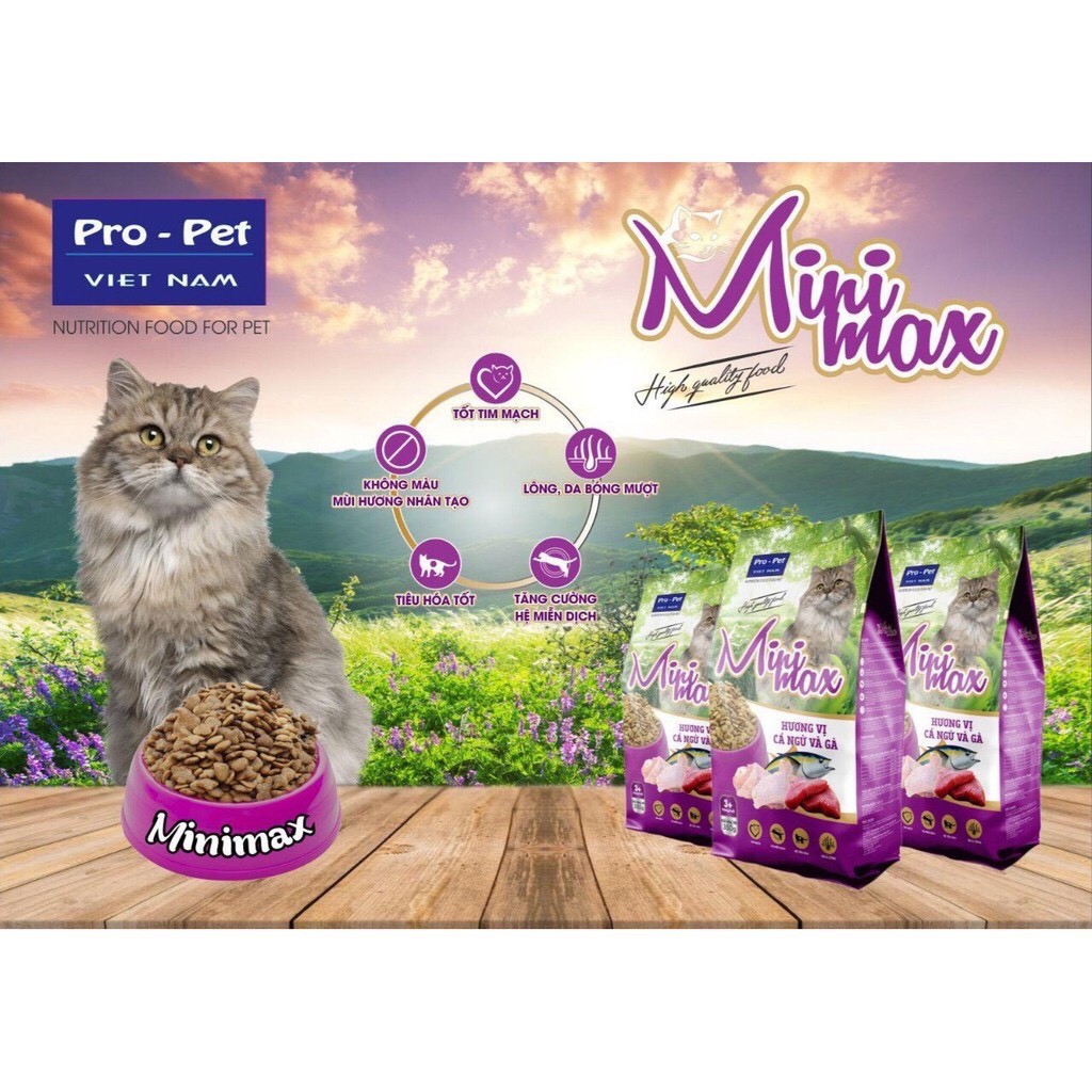 Thức Ăn Hạt Cao Cấp Minimax cho Mèo Vị Cá Ngừ và Gà gói 350gr | Vie PETSHOP