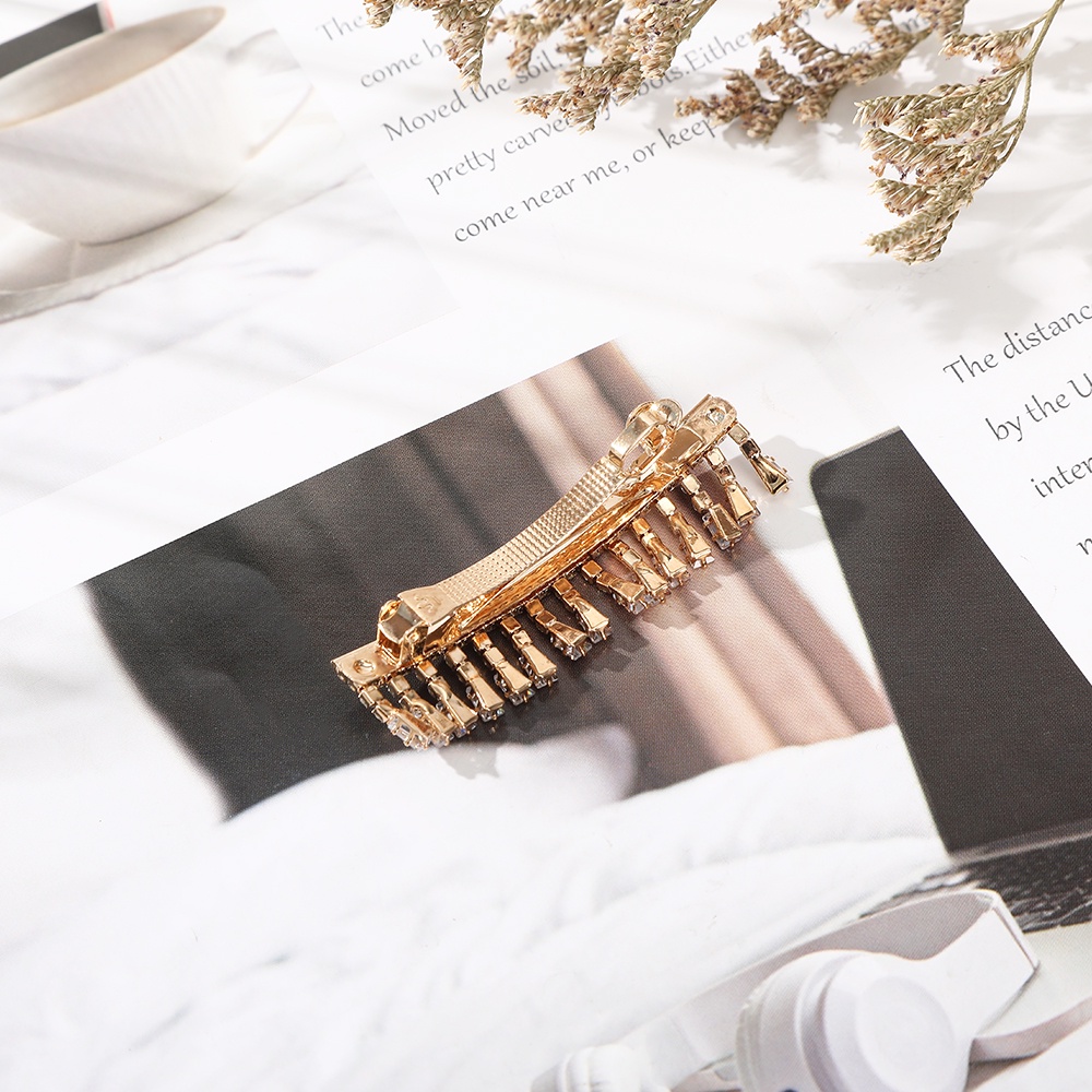 Haimeikang Kẹp tóc đính đá lấp lánh kiểu tua rua thời trang Hàn Quốc sang trọng