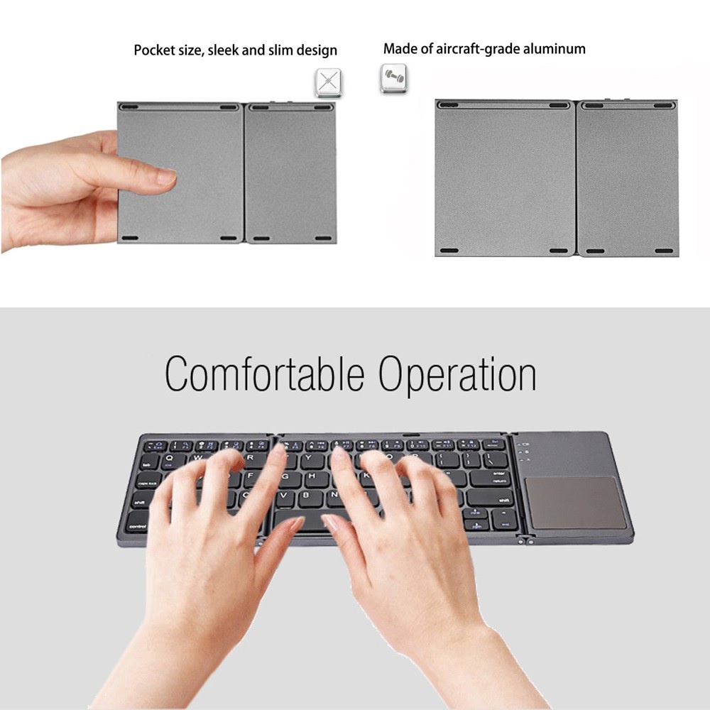 Bàn Phím B033 - Bàn Phím Không Dây Mini Gấp Gọn Bluetooth Tích Hợp Touchpad