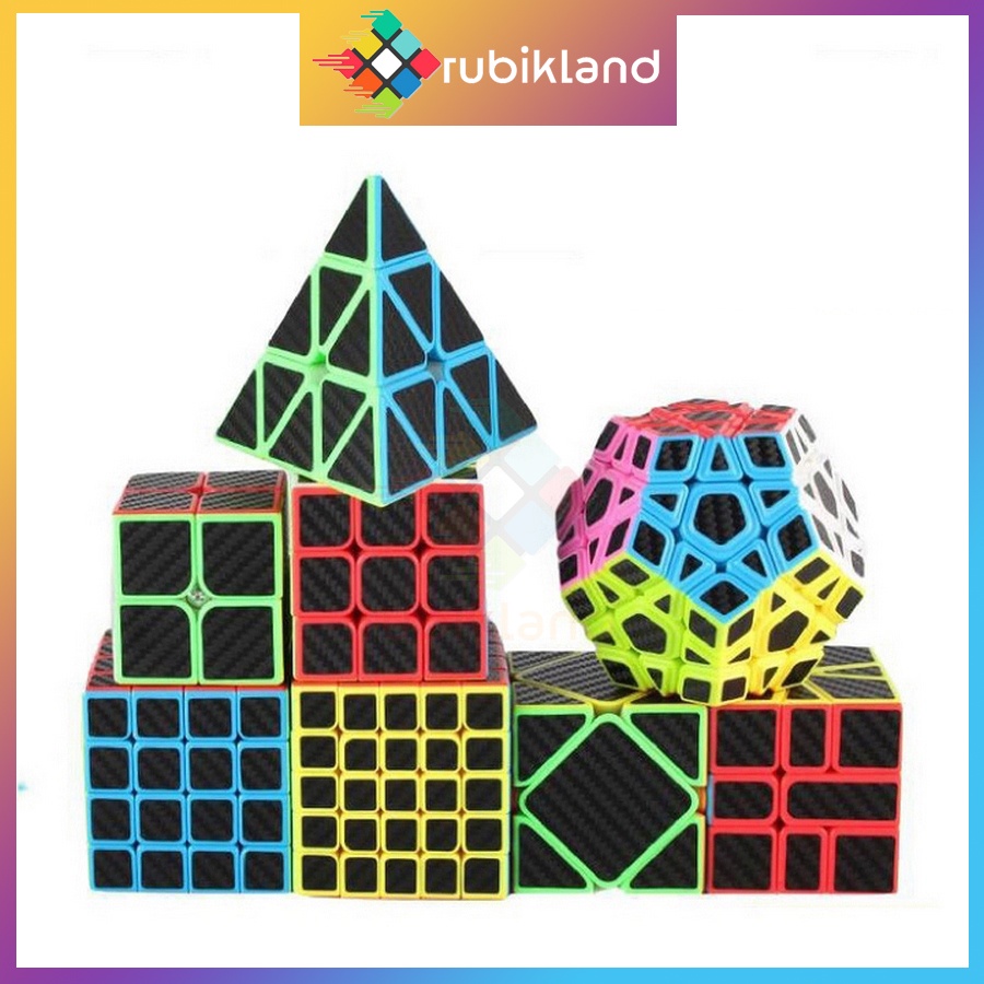 Trọn Bộ Rubik Carbon MoYu MeiLong 2x2 3x3 4x4 5x5 Pyraminx Megaminx Skewb SQ1 Tam Giác 12 Mặt Rubic Đồ Chơi Trí Tuệ