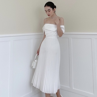 BBSTORE'S Đầm Hai Dây Trễ Vai Phối Dập Ly Kiểu Dáng Đi Làm Đi Tiệc  - D831