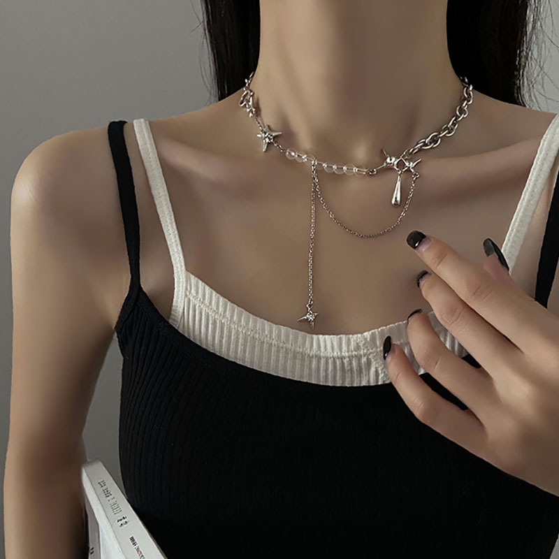 Dây Chuyền Mặt Hình Thánh Giá Đính Đá Zircon Phong Cách Hip Hop Punk Hàn Quốc 19A1293