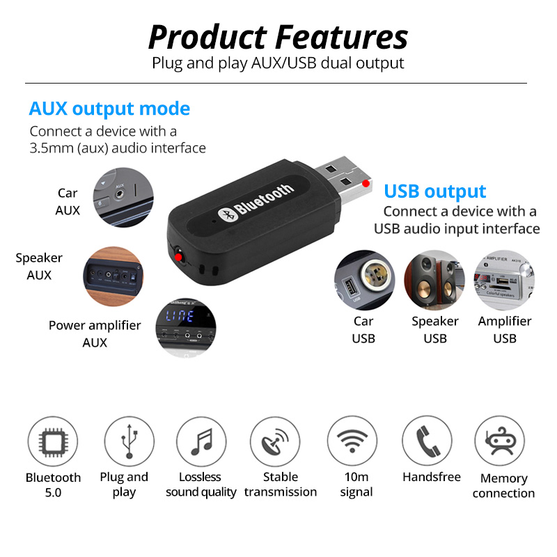 Thiết Bị Nhận Tín Hiệu Bluetooth 5.0 HdoorLink Dongle 3.5mm Cho Loa Xe Ô Tô Chất Lượng Cao | BigBuy360 - bigbuy360.vn