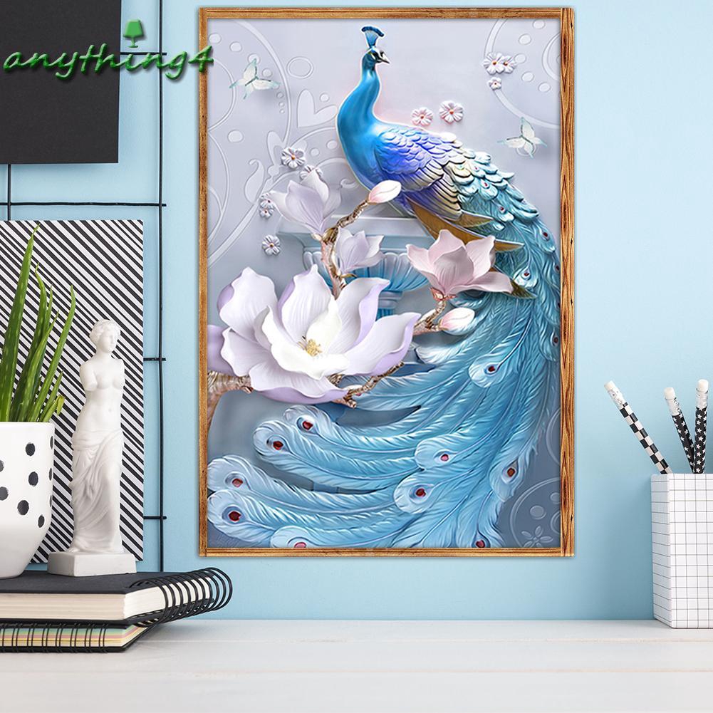 Bộ tranh thêu chữ thập đính đá 5D tự làm vẽ hình chim công xinh đẹp kỳ ảo | BigBuy360 - bigbuy360.vn