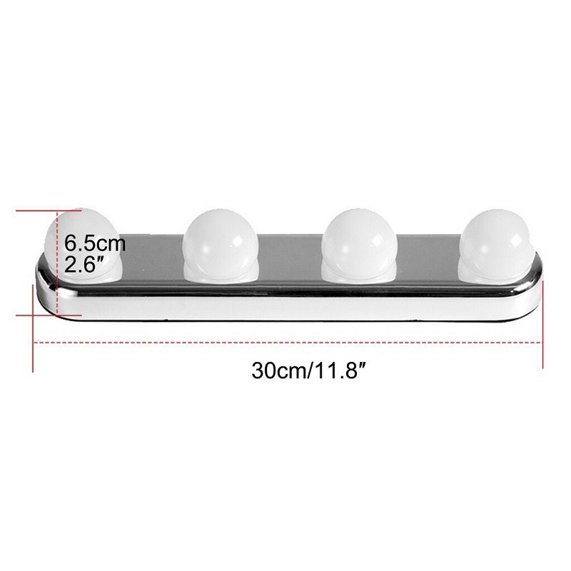 Đèn LED 4 Bóng Gắn Gương Trang Điểm Có Cốc Hút Màu Sắc Trắng