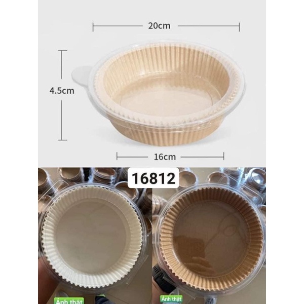 Set 50 bát giấy nến thấm dầu dạng tròn cho nồi chiên không dầu