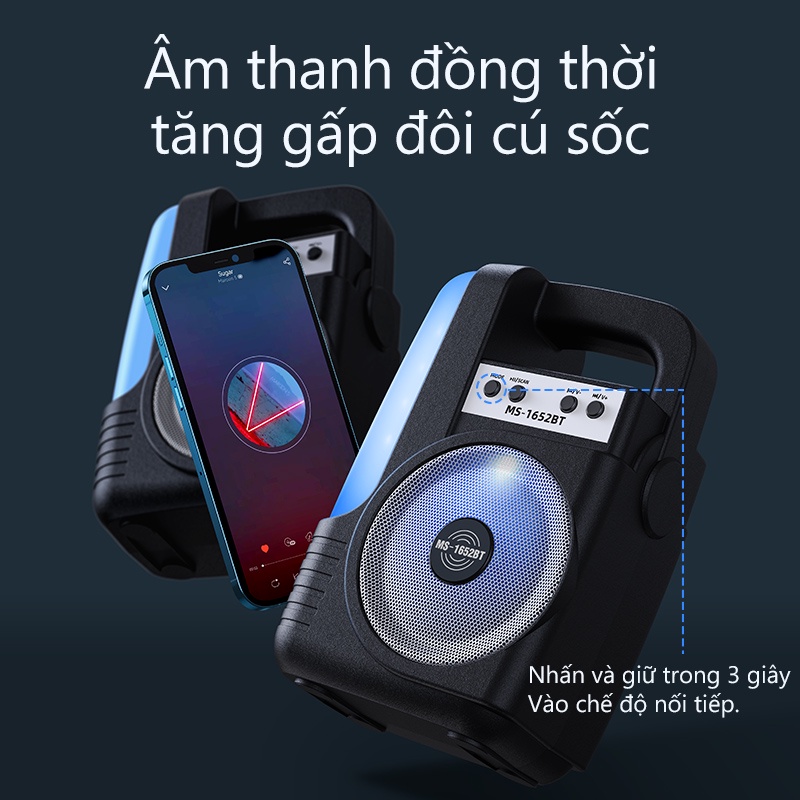 Loa bluetooth HIFI di động BASIKE MW33 Âm thanh nổi có đèn LED Hỗ trợ thẻ TF + đĩa U Dòng không dây TWS có đèn LED