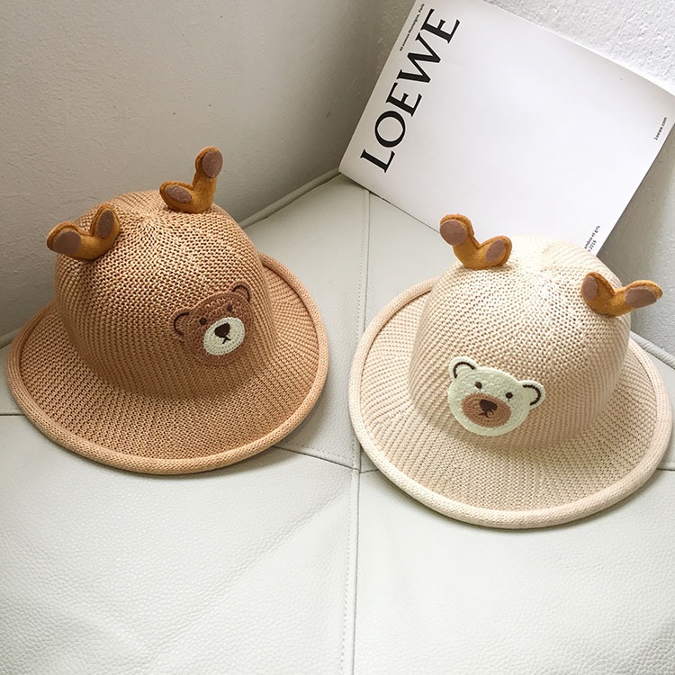 Nón Tai Gấu Bằng Cotton Thoáng Khí Thời Trang Mùa Hè Dễ Thương Cho Trẻ Em