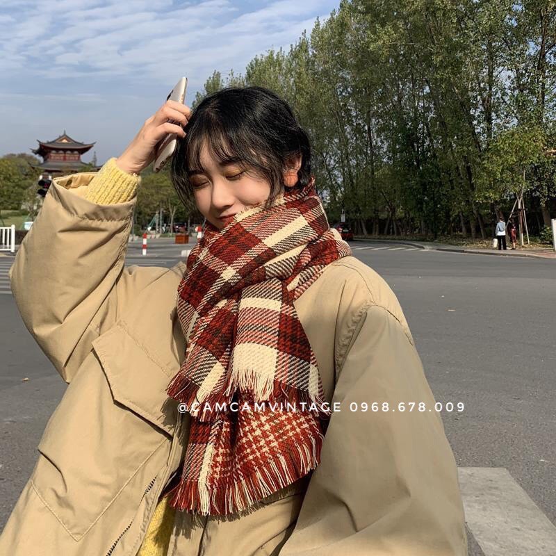 KHĂN QUÀNG CỔ NAM NỮ CHOÀNG CỔ NAM, KHĂN ĐÔI NAM NỮ Kẻ Caro QUÀ TẶNG NOEL TẾT MỀM MỊN NHẸ ẤM - CARO ĐỎ MAXSHOPDOC