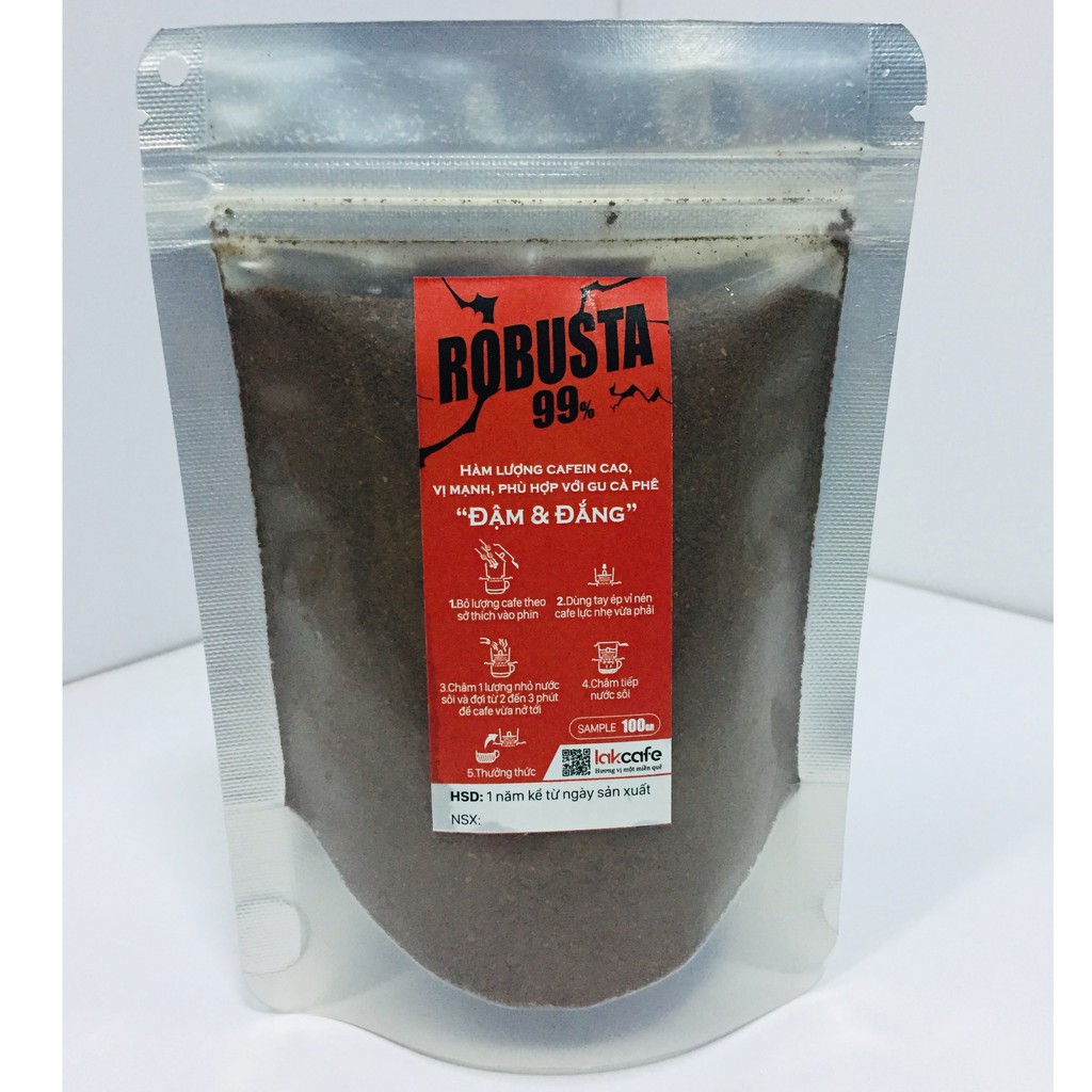 100gr Cafe Bột Robusta Nguyên Chất - Lakcafe Với Bí Quyết Nông Dân Dak Nông - Cafein Cao, Vị Mạnh, Đậm & Đắng | BigBuy360 - bigbuy360.vn