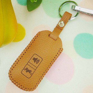 Bao da 2 nút dùng cho chìa khóa smartkey xe máy Honda (AirBlade, Lead) - Nâu
