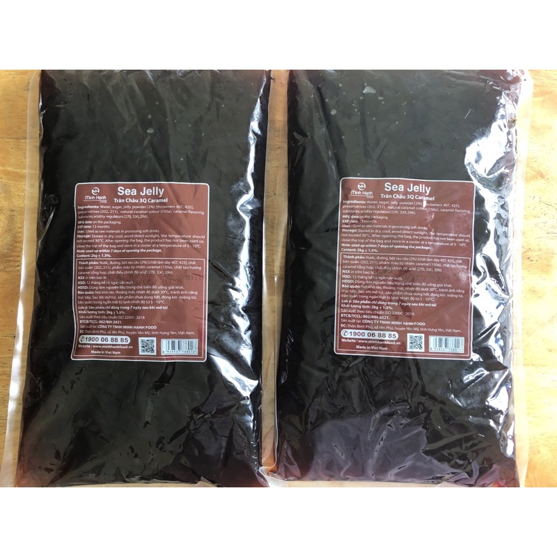 Trân châu 3Q Đen Caramel Sea Jelly (Minh Hạnh) Topping dùng sẵn túi 2kg
