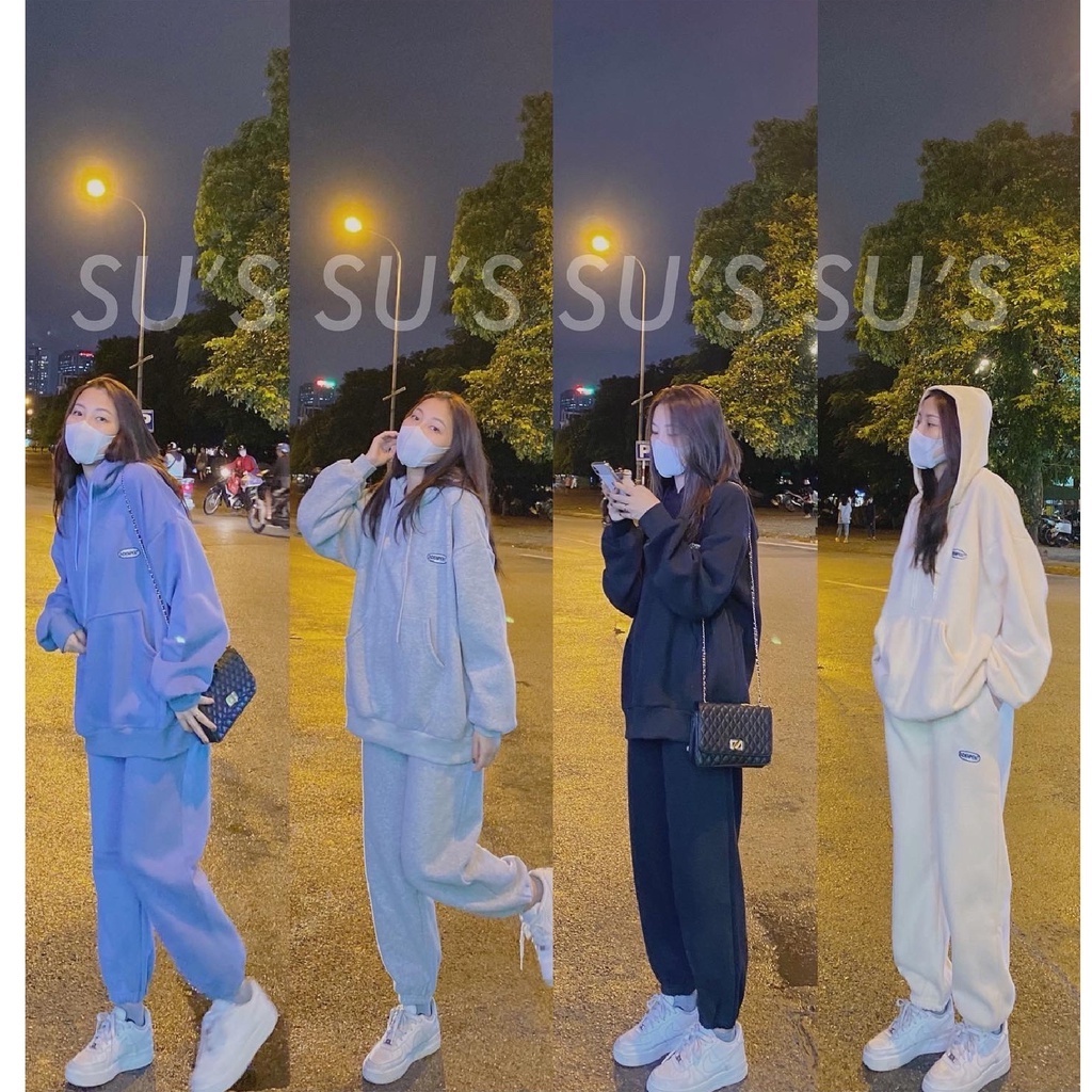 Set áo hoodies kèm quần thêu chữ S226 SUSTORE