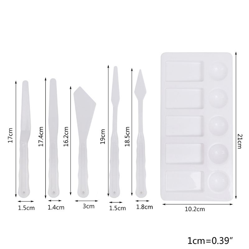 Set 6 Dao Trộn Màu Bằng Nhựa Tiện Dụng Cho Họa Sĩ