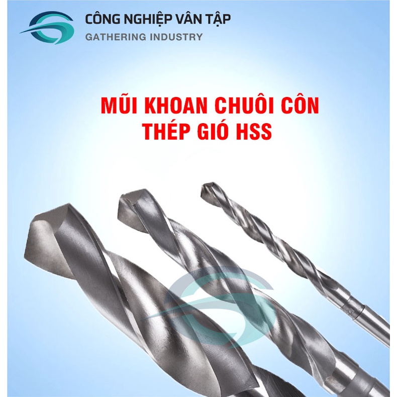 Mũi khoan chuôi côn vật liệu thép gió HSS khoan tốc độ cao hãng Vân Tập