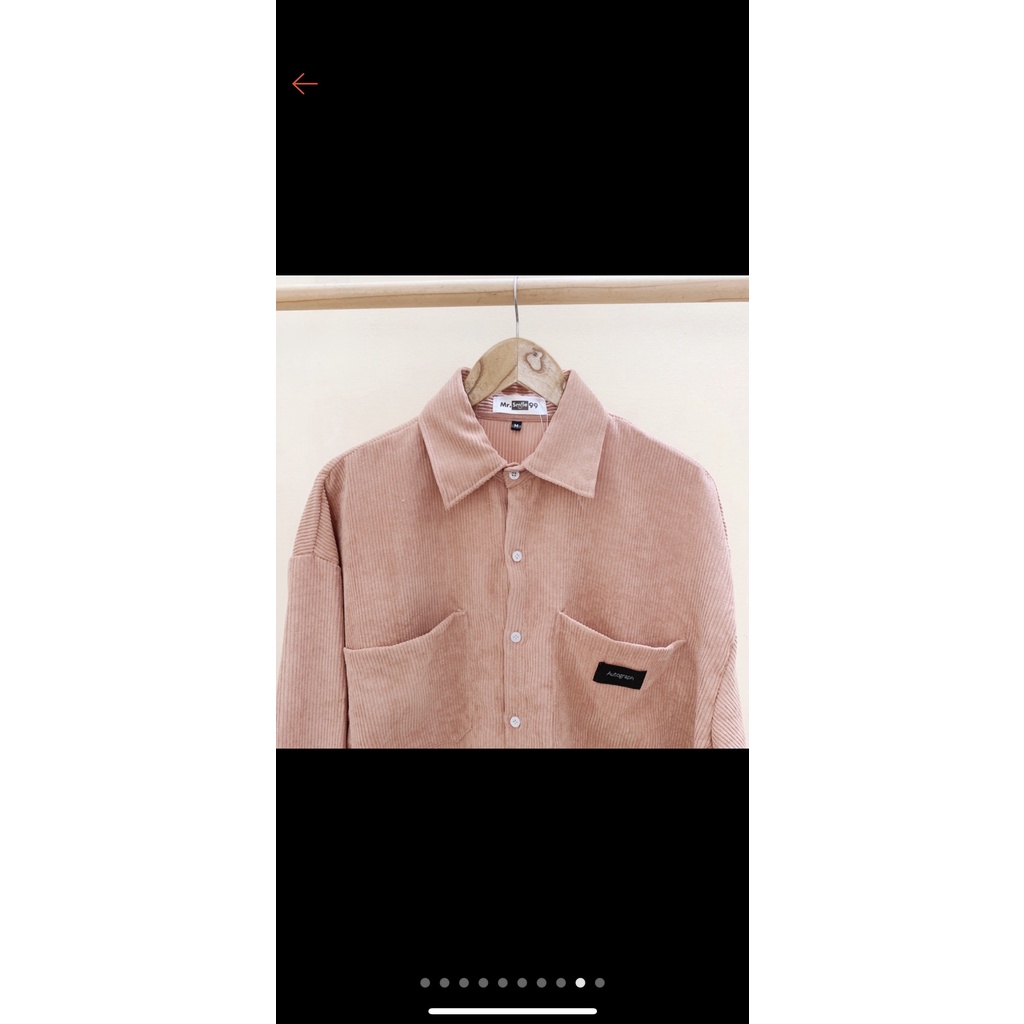 Áo Khoác Nhung Tăm Chống Nắng Khoác Ngoài Unisex 6 Màu Cổ Sơ Mi Có Túi